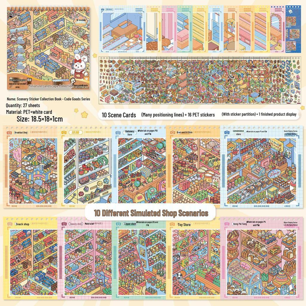 Miniature Diorama Sticker Set: 20 Styles of Transparent Cartoon Stickers for DIY Collage and Children's Crafts.