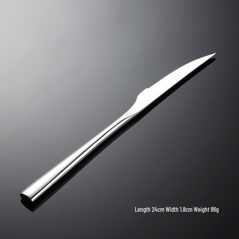 Western Cutlery Set: Edge-Wrapped Steak Knife, Fork & Spoon - Thickened 304 Stainless Steel for Hotel Use.