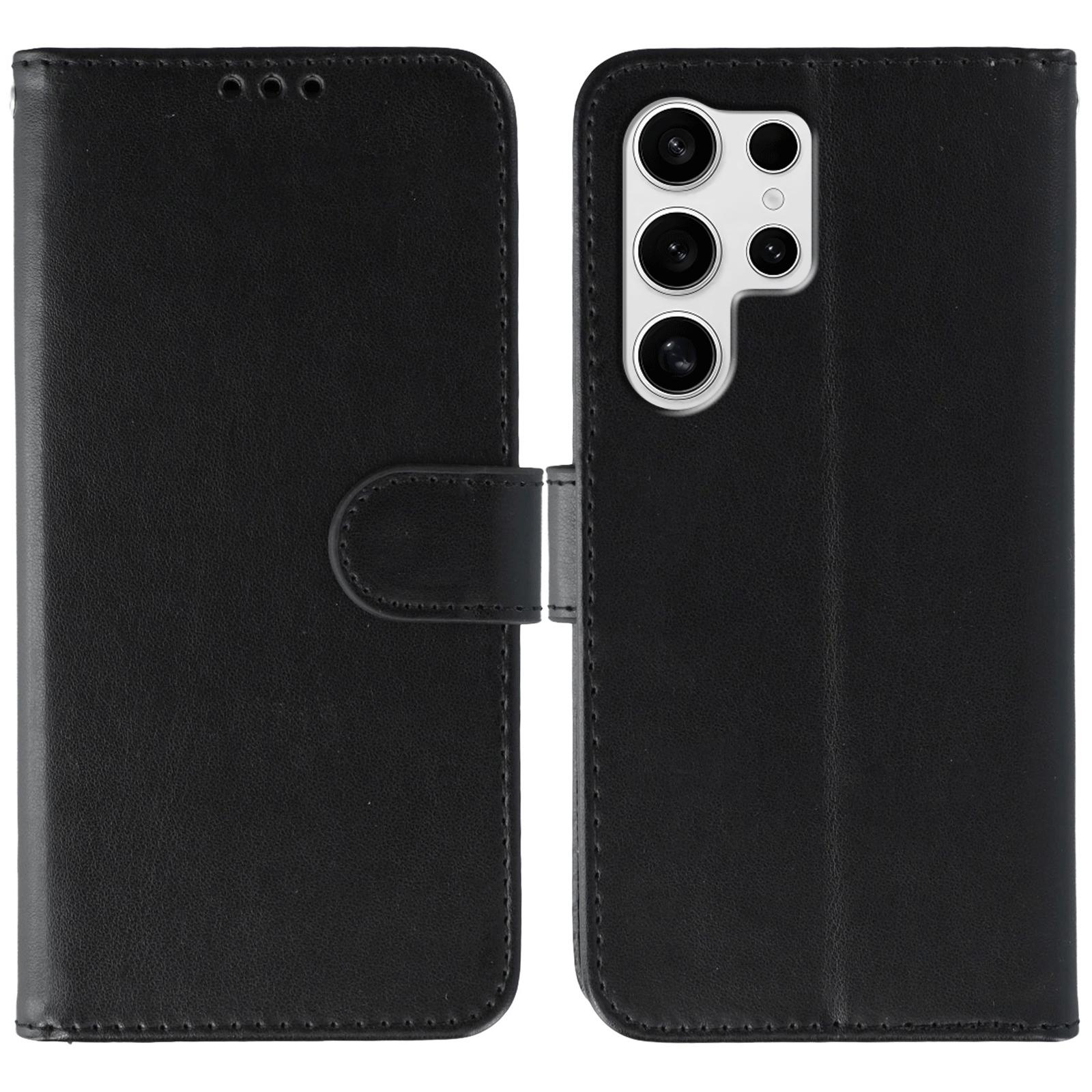 

For Samsung Galaxy S25 Ultra Case PU Leather Flip Wallet Phone Cover with Strap Black