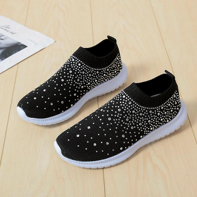 Femmes baskets blanches vulcaniser chaussures dames mode Bling baskets été Slip-On chaussette baskets Femme 35-43