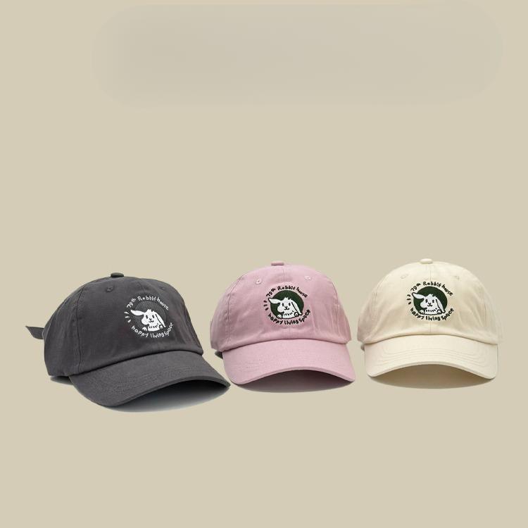 Hatt Dame Personlighet Søt Kanin Brodert Baseballcaps Par Street Koreansk Versjon Allsidig Myk Topp Baseballcaps Solbeskyttelse Sommer