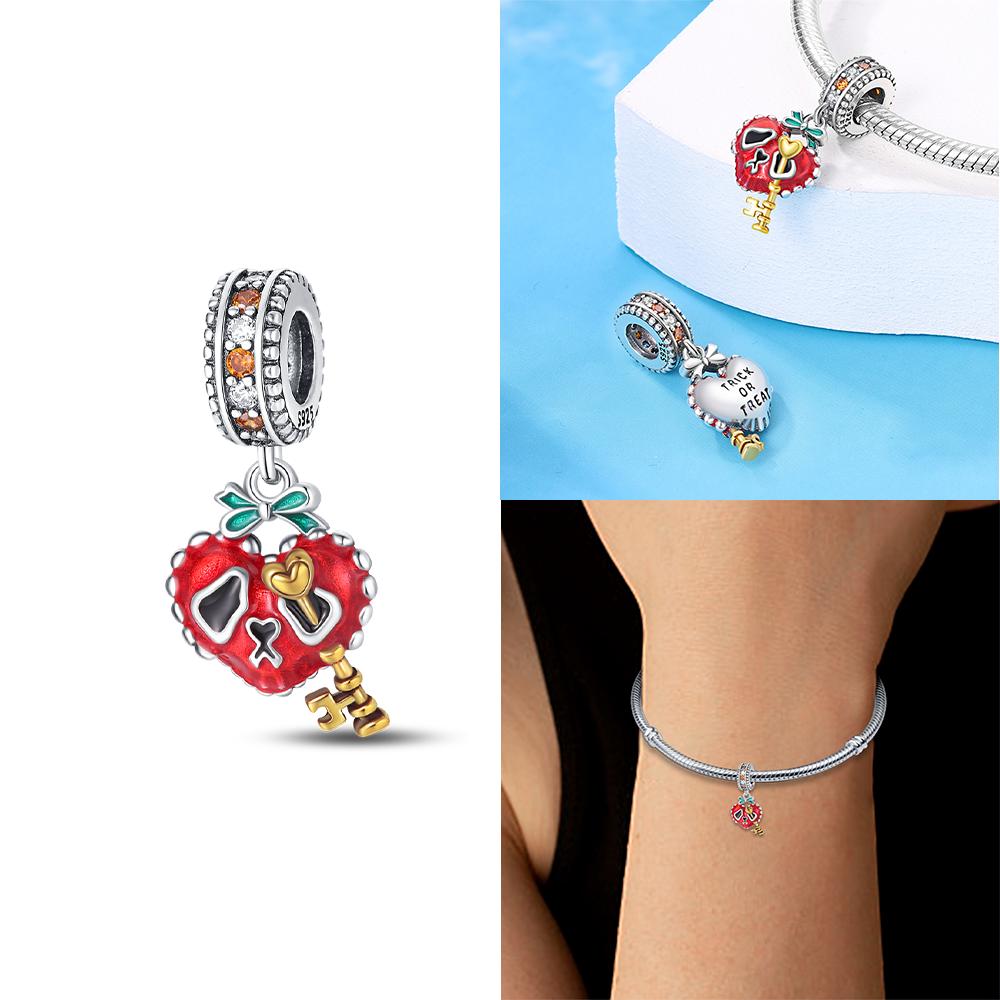 Authentic Charm Bead Charms copper Luminous Skull Ghost Pumpkin Red Apple Bead Charms Compatible With Bracelets Women Diy Accessories Gift Jewellery