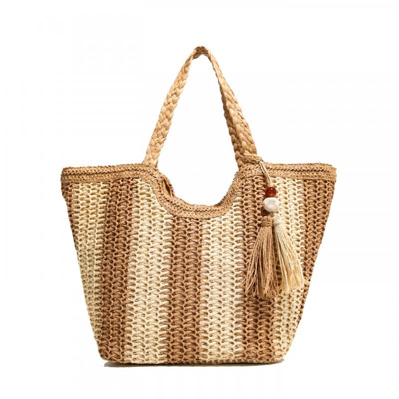 Casual Straw Woven Bag Women With Large Capacity 2026 New Commuter Tote Seaside Vacation Beach хаки