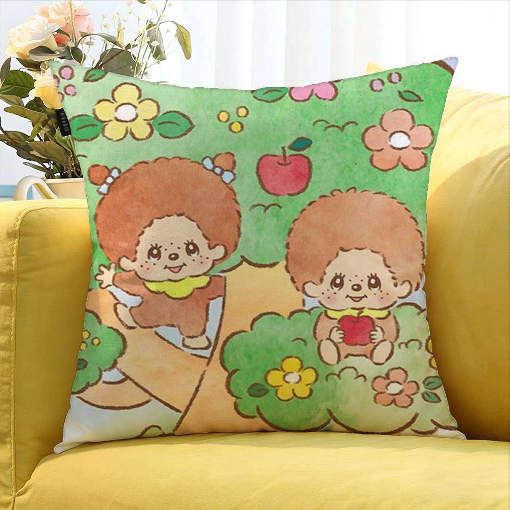 Cute M-Monchhichi Various Sizes Square Pillow Case For Car Home Bedchamber Decor