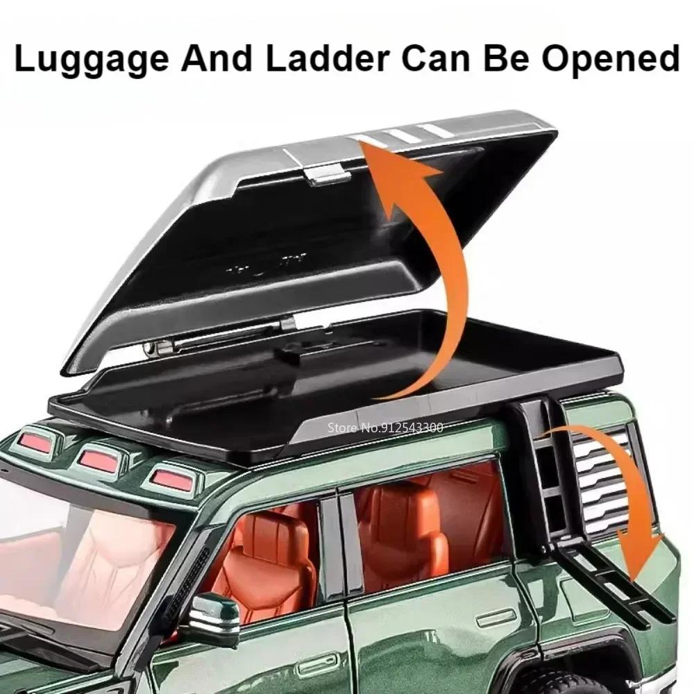 Scale 1:24 Yangwang U8 U9 Car Model Toy Alloy Diecast Shock Absorption Doors Opened Vehicle Models Boys Sound Light Gifts