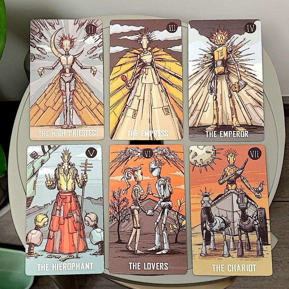 Tarotbot A Robot Themed Tarot Deck 12*7cm 80 Pcs Robot Cartoon Tarot Cards Based On Rider System