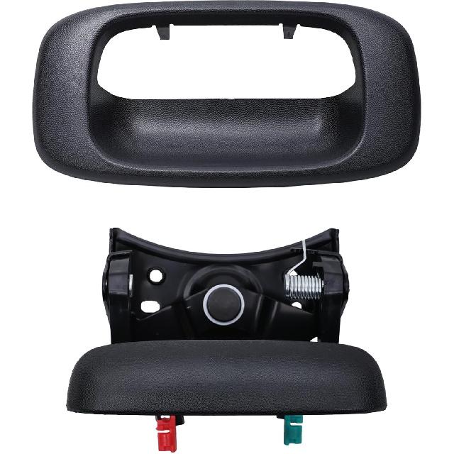 Premium Tailgate Handle Latch And Bezel Trim With Rod Clips, Fits For 1999-2007 Chevy Silverado GMC Sierra 1500 2500 3500, Replaces# 15997911,