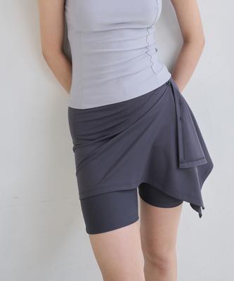 DEARSTALKER Nell Wrap Biker Skort - Charcoal