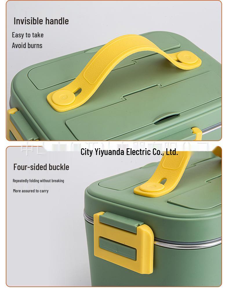 Dual-Use Portable Electric Heating Lunch Box for Car and Home - Water-Free Insulation, Plug-In Design.