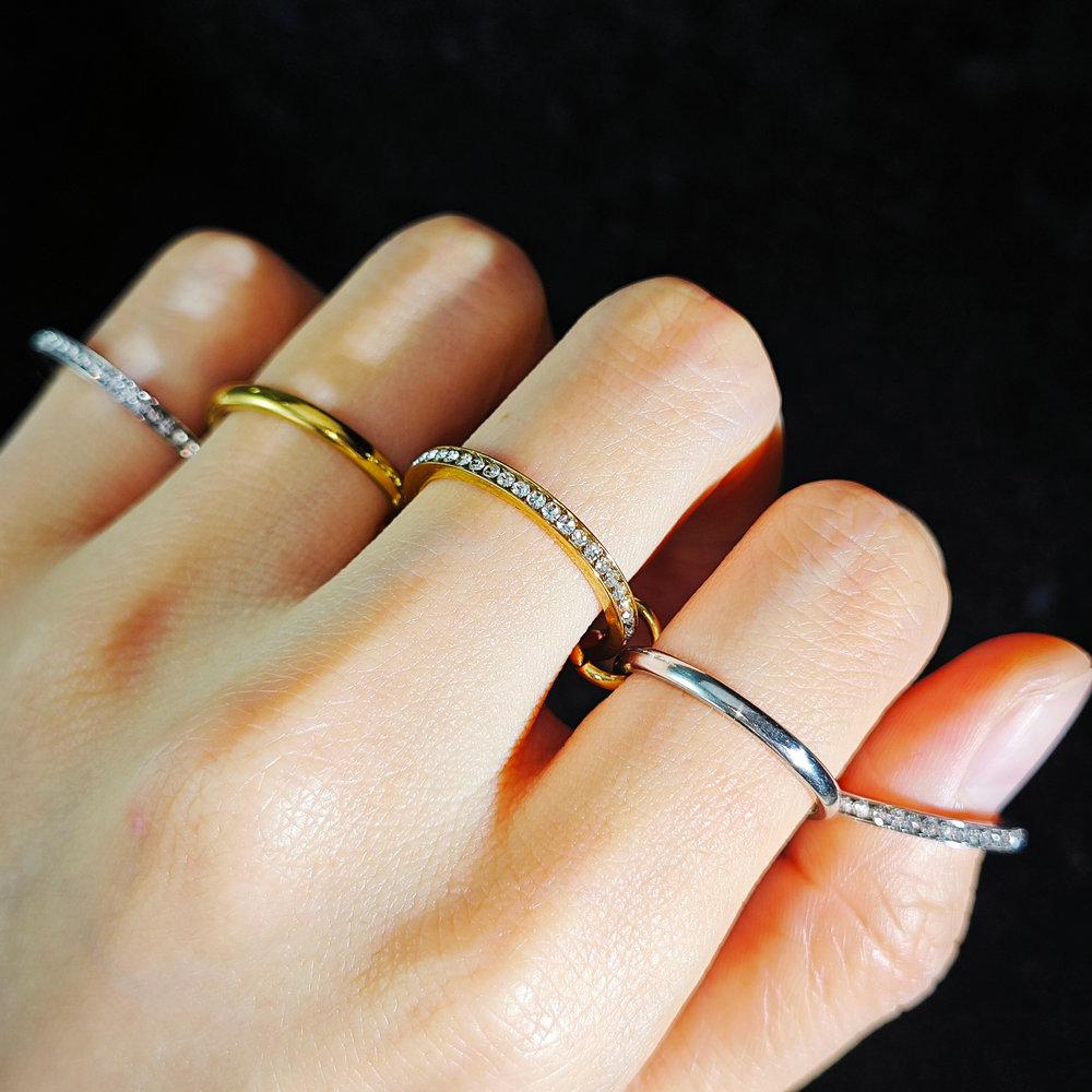 5PCS/set Stackable Ring For Women Stainless Steel Double Color Cubic Zircon Spinelli Kilcollin Ring Fashion Jewerly Dropshipping