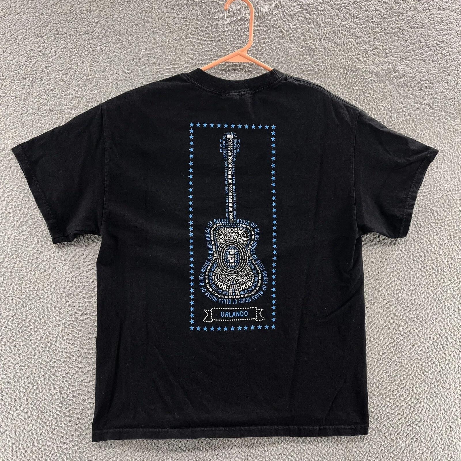 

VINTAGE House of Blues T Shirt Men Large Black Orlando Guitar Graphic Casual 90s 4XL