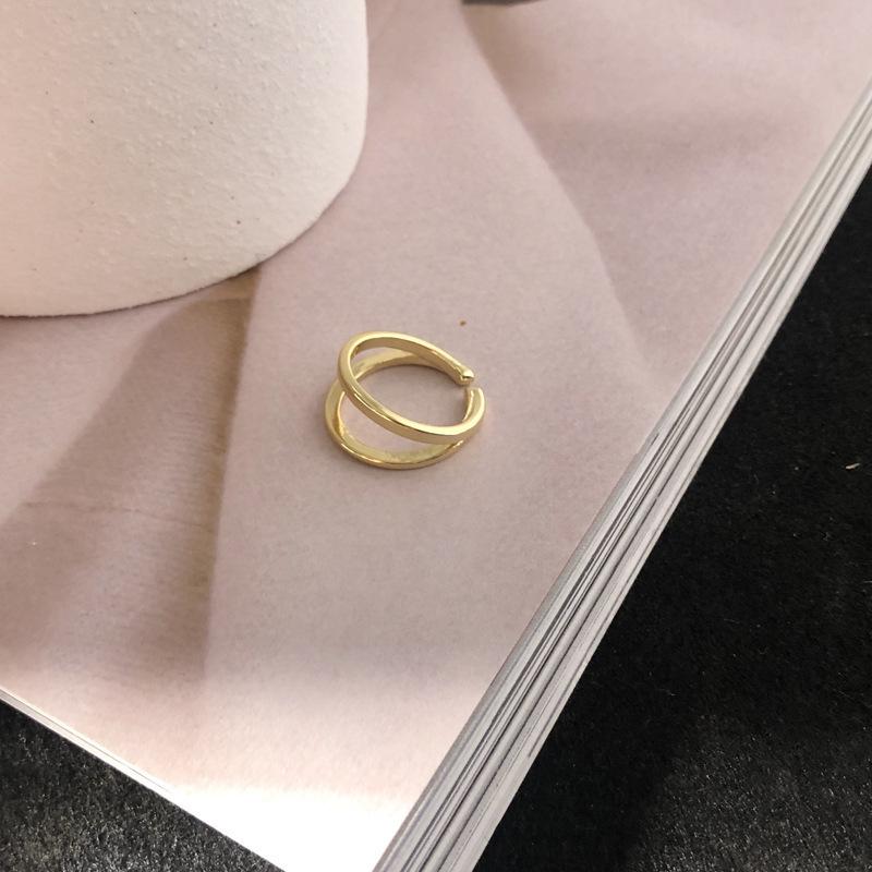 Women's Gold Double Layer Retro Open Ring - European American Style, Personalized Fashion, Hip Hop Inspired Index Finger Design
