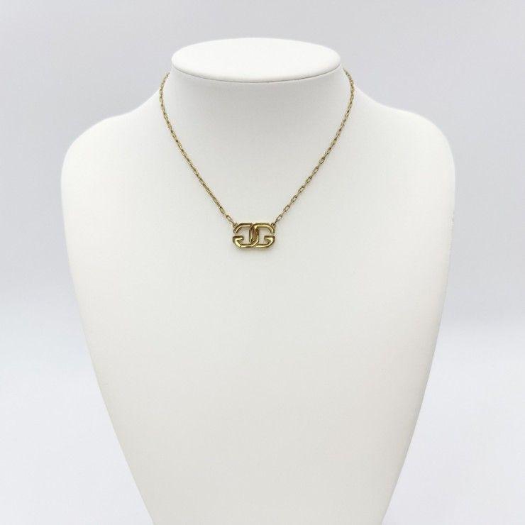 Used GIVENCHY GG Logo Vintage Necklace Gold Tone Chain Women's Total Length 38cm