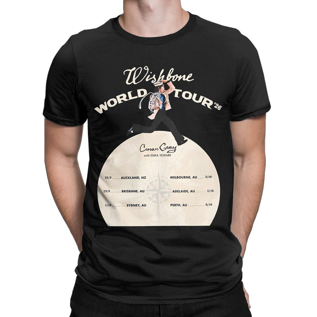 Conan Gray Wishbone World Tour Tshirts Men's Cotton Tops Funny  Round Neck Short Sleeve