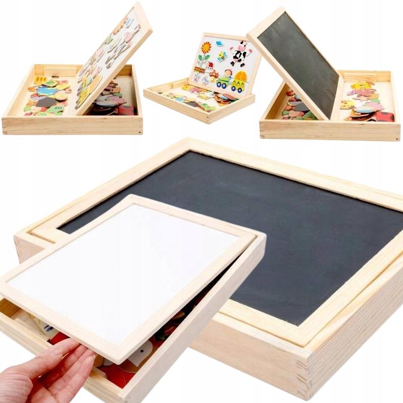 Educational Wooden Eco Magnetic Board Puzzle Farm 107 Elements