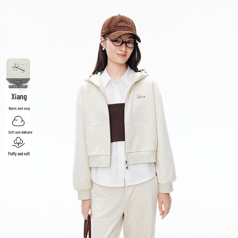 LED IN Pearl Embellished Hooded Sweatshirt M