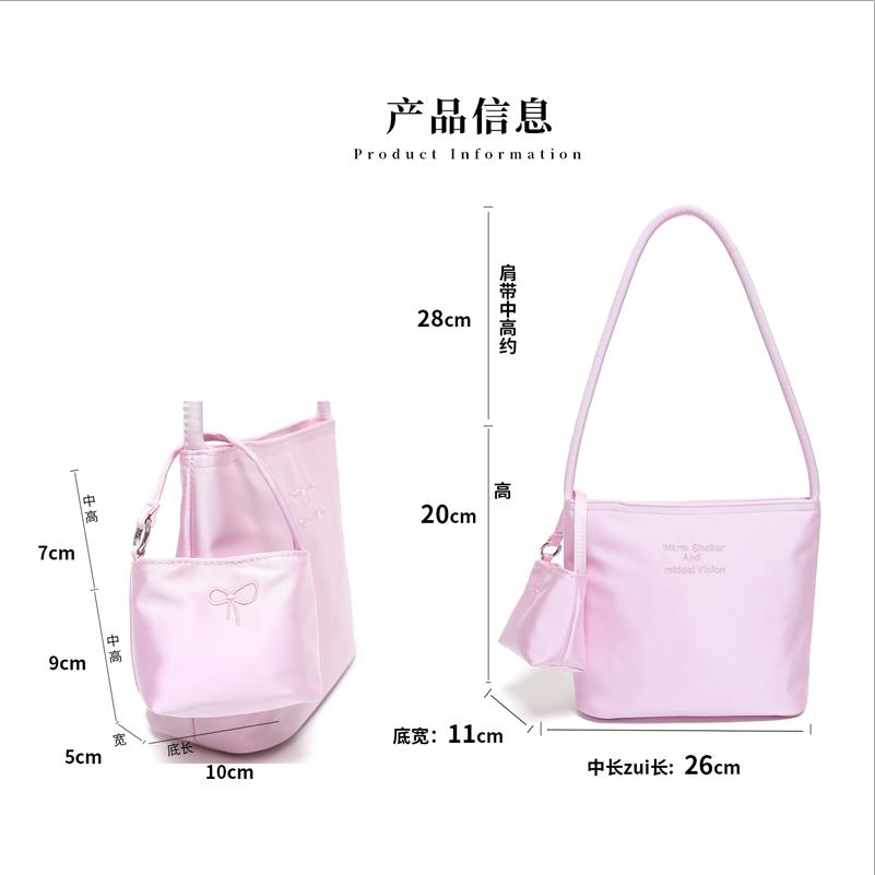 2026 Spring Korean Satin Bucket Bag, Candy Color Shiny Silver Underarm Handbag for Women