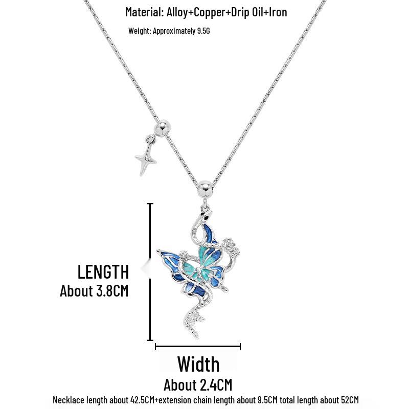 Butterfly and Snake Necklace: Luxury Autumn/Winter Sweater Chain with Elegant Pendant