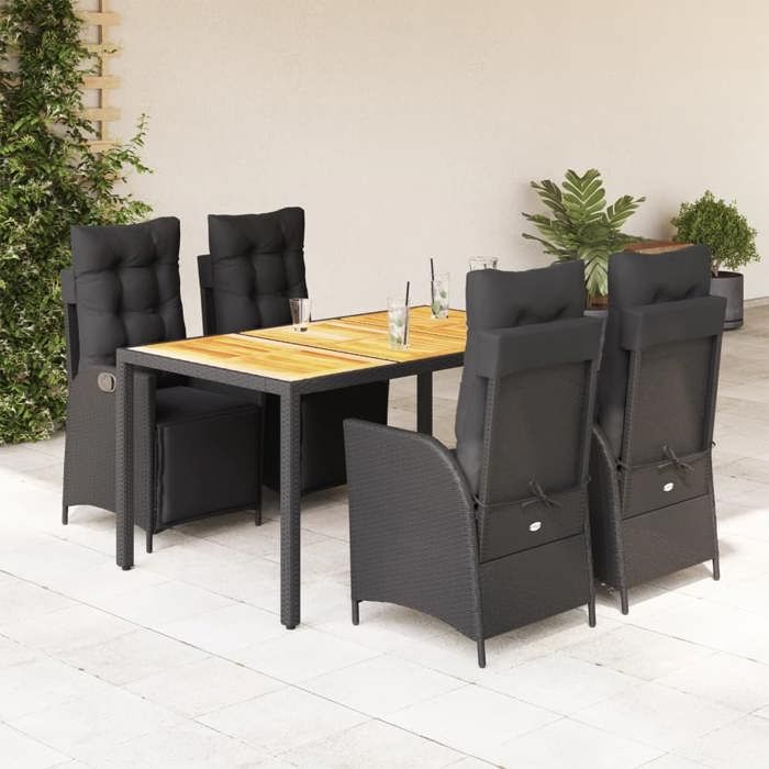 VidaXL Garden Dining Set with Cushions 5 Pcs, Table and Chairs with Adjustable Backrest, Outdoor Furniture, 3213340