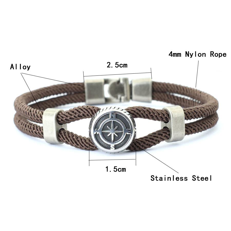 New Compass Bracelet Man Viking Nautical Rope Braslet Bangle Handmade Weaven Surfer Accessories Hombre Marine String Braclet
