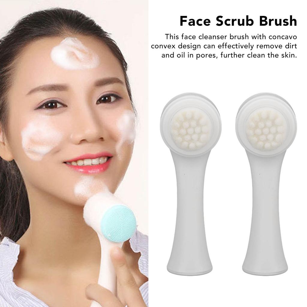 2Pcs Face Wash Brush Double Sided Deep Dirt Oil Cleansing Face Massage Face Scrub Brush for Face Washing Massage
