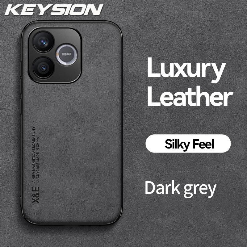 KEYSION Luxury Retro PU Leather Phone Case for HONOR 600 Lite 5G Silicone+PC Shockproof Phone Back Cover for Honor 500 Smart 5G