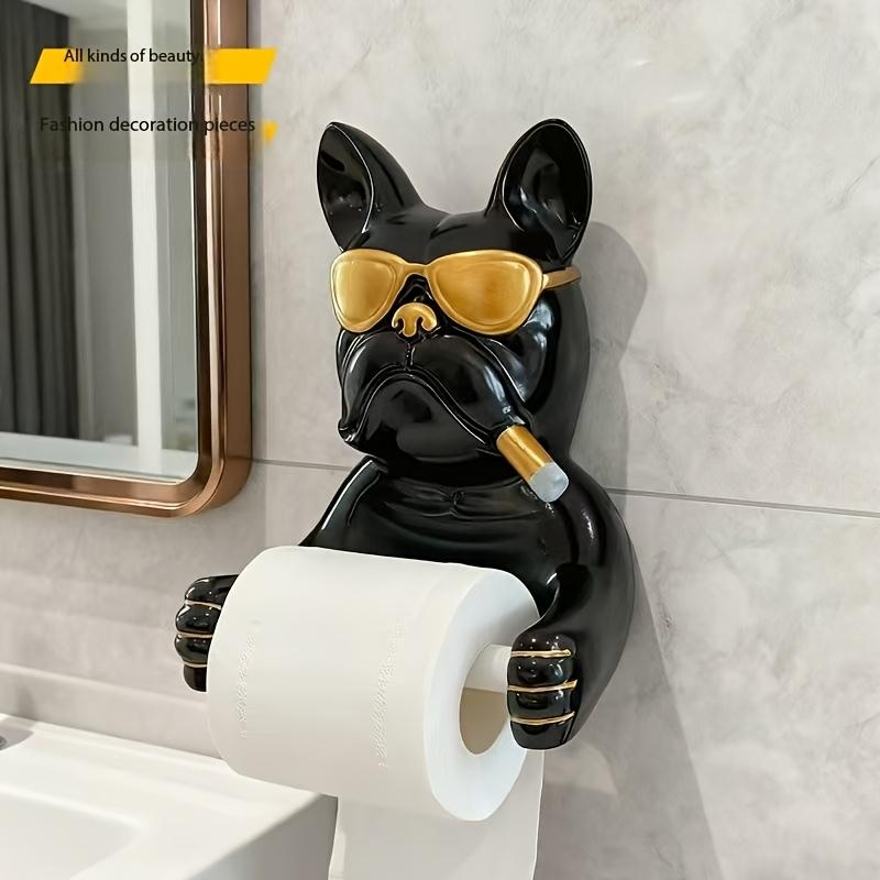 1pc Resin French Bulldog Wall Tissue Holder, No Inner Tube Needed for Bath Toilet Paper Storage & Decor.