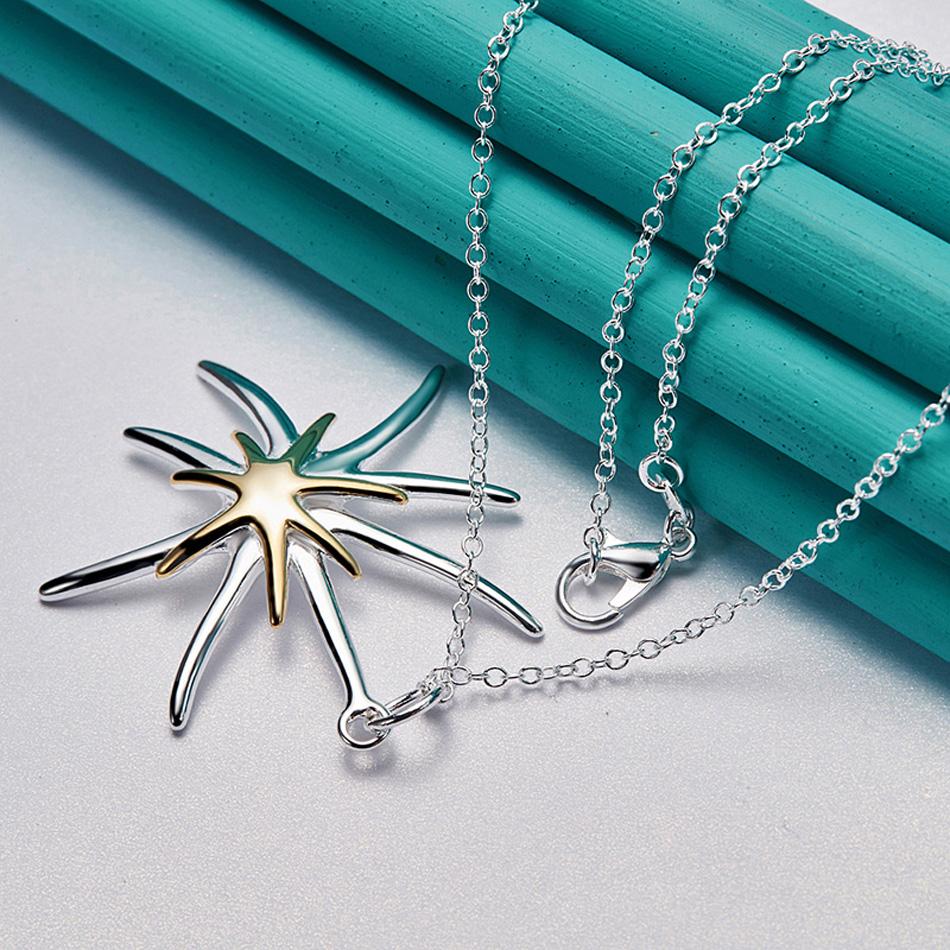 

Ожерелье с подвеской в ​​виде морской звезды из стерлингового серебра 925 пробы для женщин, свадебные ювелирные украшения 45cm