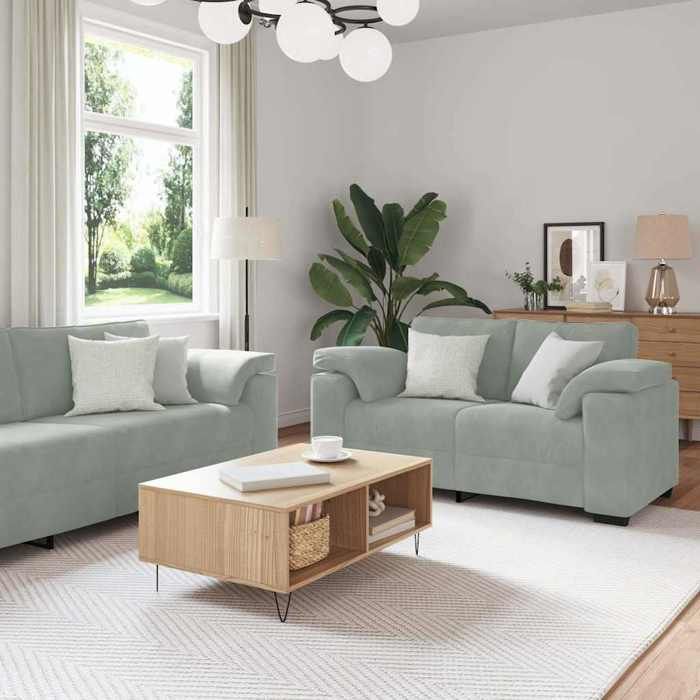 VidaXL 3-piece Sofa Set with Cushions Light Grey Velvet 3324667