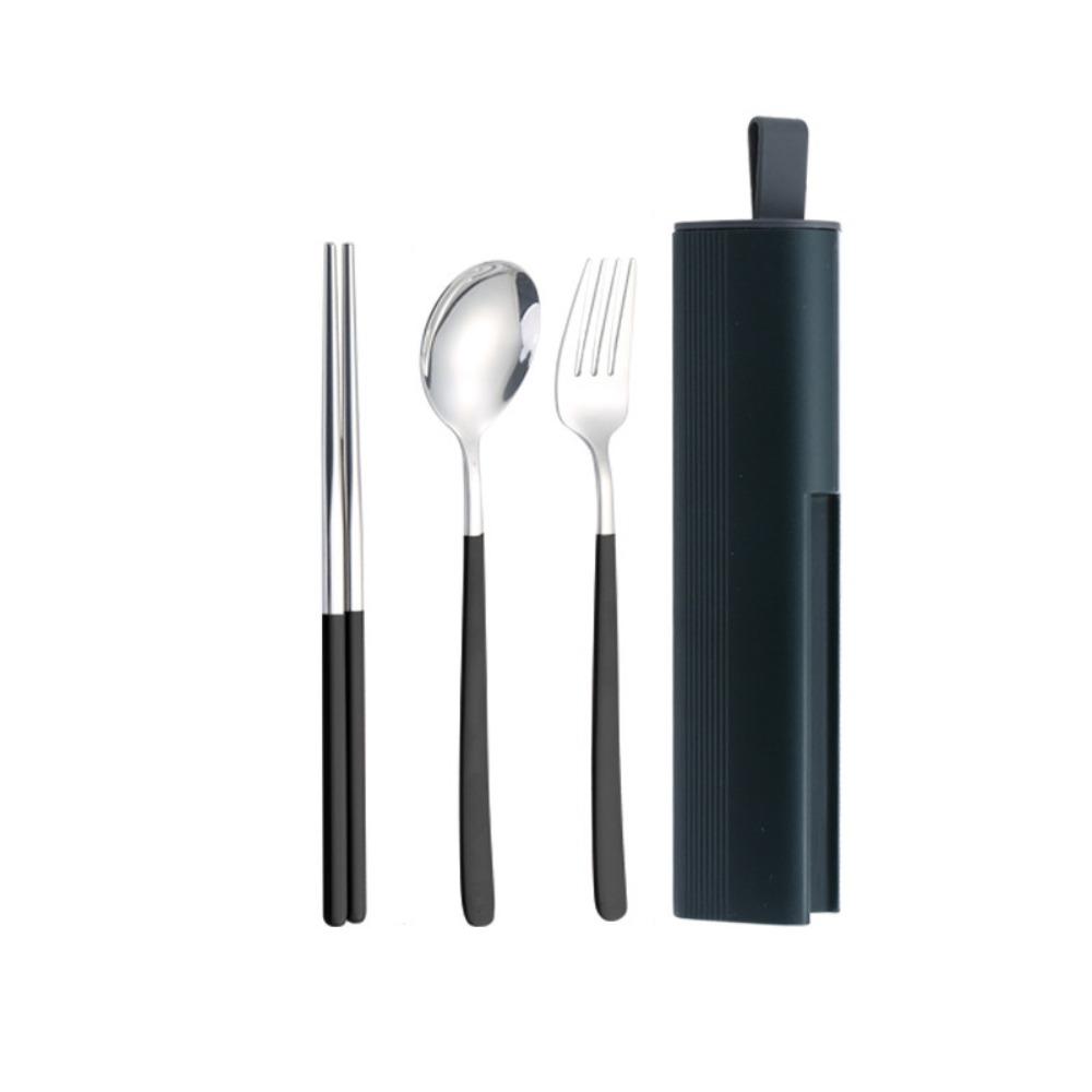2/3Pcs Pull-out Cutlery Box Stainless Steel Tableware Set  Travel Use