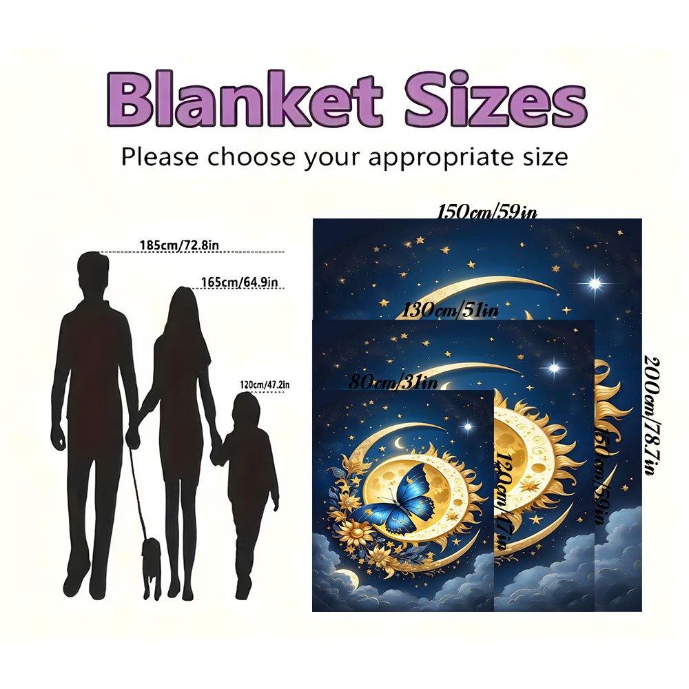 "Enchanted Celestial Butterfly Moon Decor"Blanket Flannel Throw Blanket for Sofa, Bed, Travel, Camping, Office