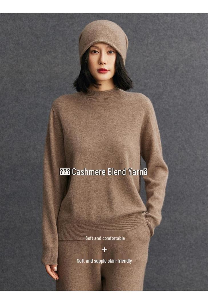 Women's Cashmere Loose Half-High Neck Sweater – Versatile Casual Knitwear for Autumn/Winter