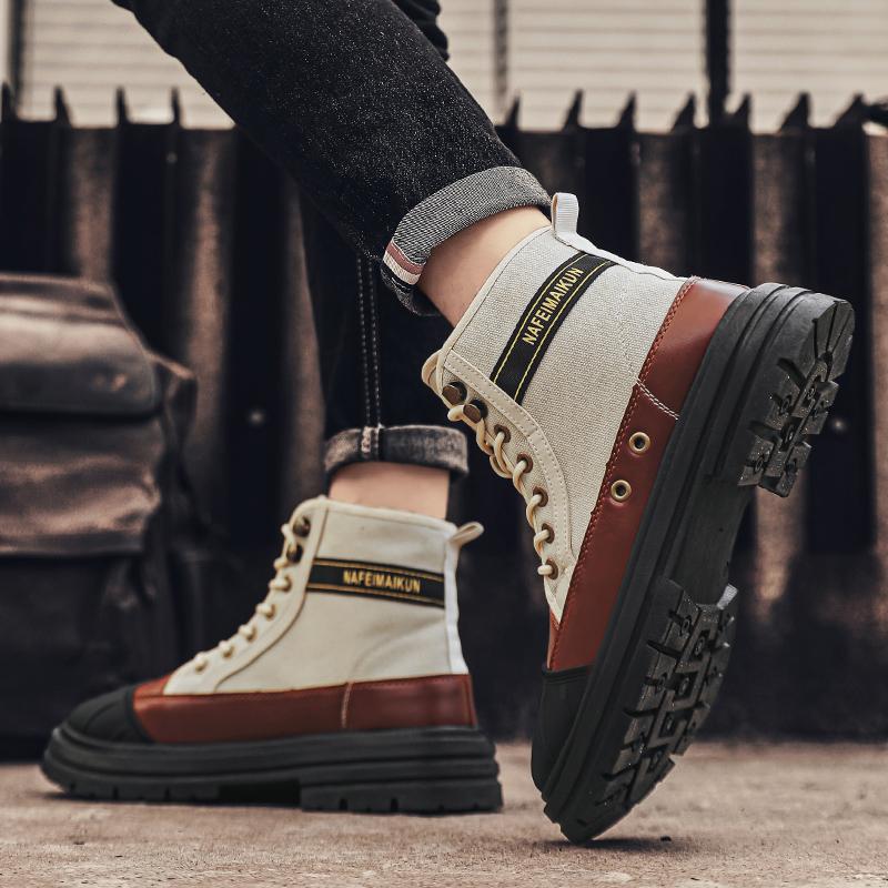 New Canvas Shoes Men's High Top Labor Protection Wear Resistant Martin Boots Breathable Site Outdoor Work Boots