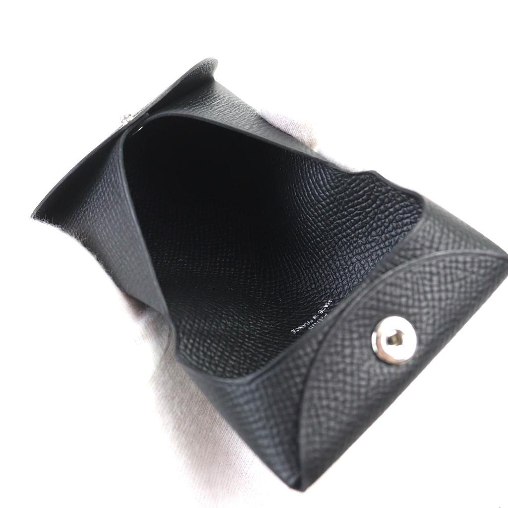 Pristine HERMES Coin case Bastia Coin Pocket black Epsom Leather Women Used