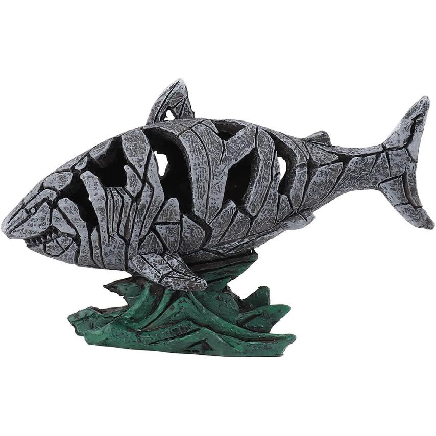 Shark Decorative Sculpture Hollowed Waterproof Resin Sturdy 7.3in Long 4.5in Wide Shark Statue Home Decor Statue with Stand Accent Figurine