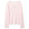 Sancai V-Neck Hollow Knit Long Sleeve Top