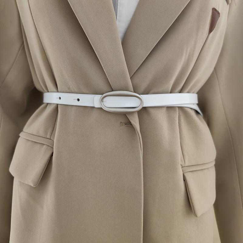 Leather Color Solid Waist Belt With Alloy Buckle For Women Office Gift Wear