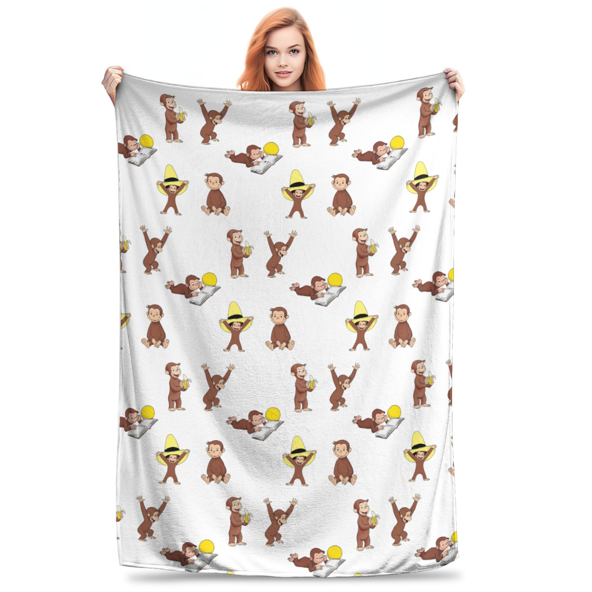 

Мультяшный Джордж - любопытная обезьянка для детей, набор Теплое флисовое одеяло-плед для дивана, для дома, спальни, офиса, пледы, покрывало 30x40in