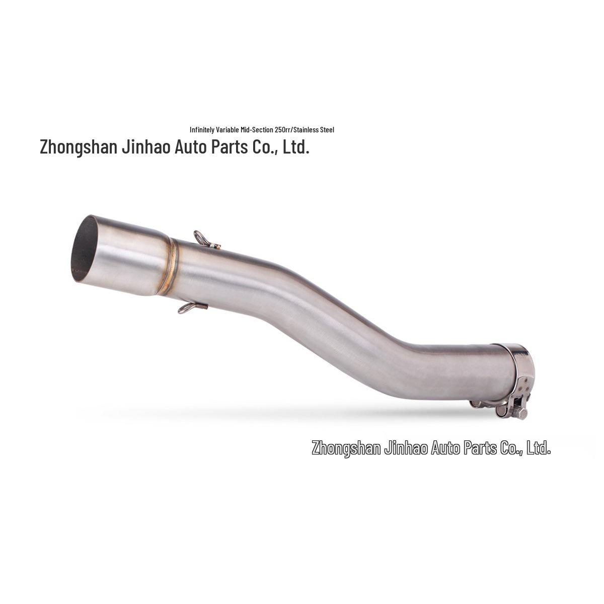 Stainless Steel Stepless Mid-Pipe for 250RR Motorcycle Modification, Non-Destructive Installation.