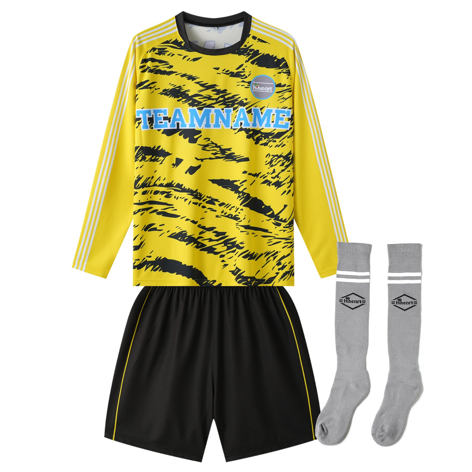Custom Children Football Shirts Men s Football Jersey Sports Jersey Soccer Uniform with Socks S жёлтый