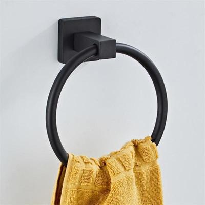 Matte Black Suction Cup Towel Ring Stainless Steel Washcloth Holder Dish Towel Hanger for Shower and Bathroom Walls