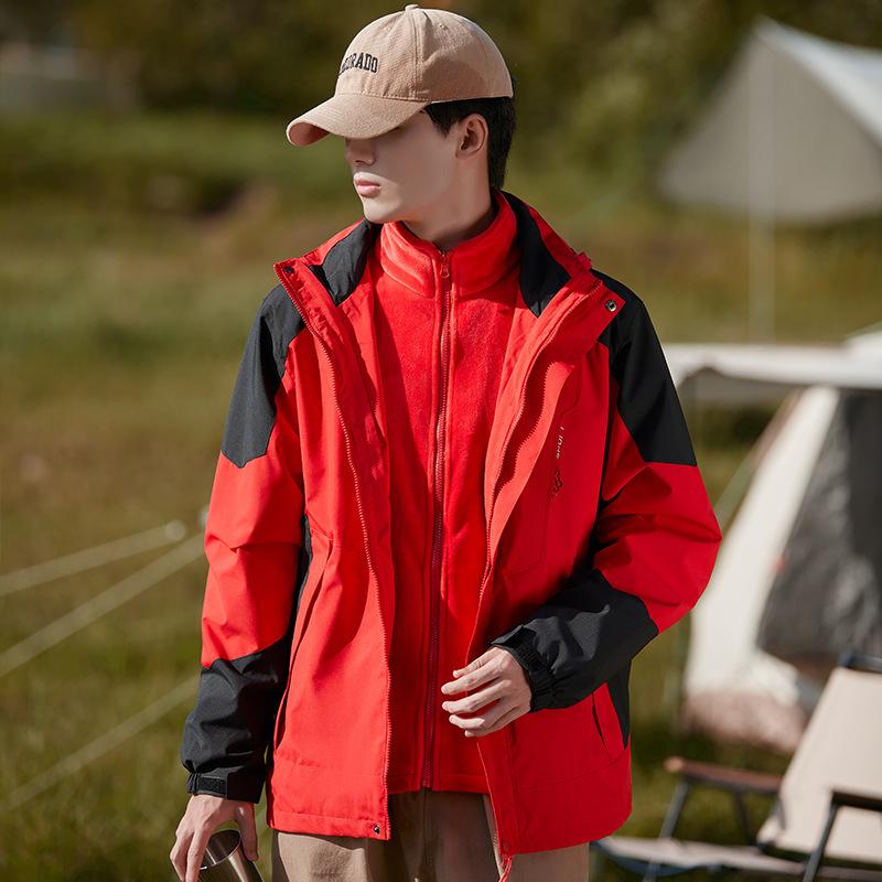 Mountain Couple Jacket Men's and Women's Three-in-one Removable Two-piece Set Custom Windproof and Waterproof Outdoor Trendy Jacket