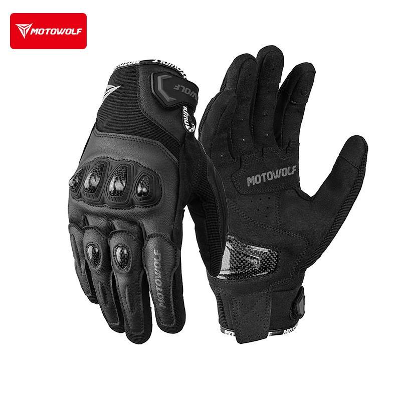 Carbon Fiber Motorcycle Riding Gloves Touchscreen Compatible Breathable All Season Motorbike Men