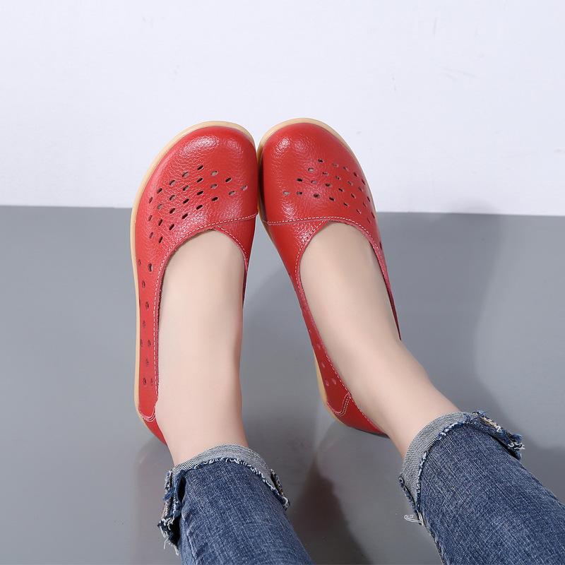 Women's shoes hollow Doudou shoes new mother shoes non-slip one-pedal beef tendon sole breathable hole shoes