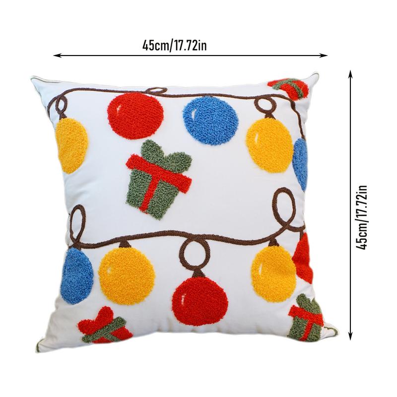 Christmas Throw Pillow Covers 18x18 Inch Decorative Cushion Throw Pillow Embroidery Pillowcase Winter Holiday Scene Props
