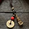 Vintage Bronze Copper Alloy Keychain with Buddha Pendants, Unplated Precious Metal Charm, Non-Textile Weaving, Car Keyring for Men and Women