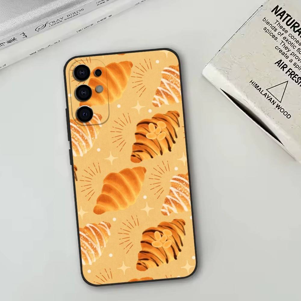 

Yellow bread Phone Case Black Silicone Soft For Samsung S25,S24,S21,S22,S23,S30,Ultra,S20,Plus,Fe,Lite Samsung S30plus5G