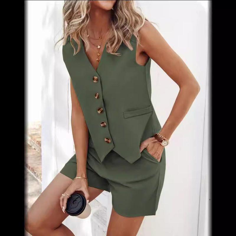 Tank Top and Shorts Set European American Summer New Women's Clothing Fashion Casual Vest Shorts Set