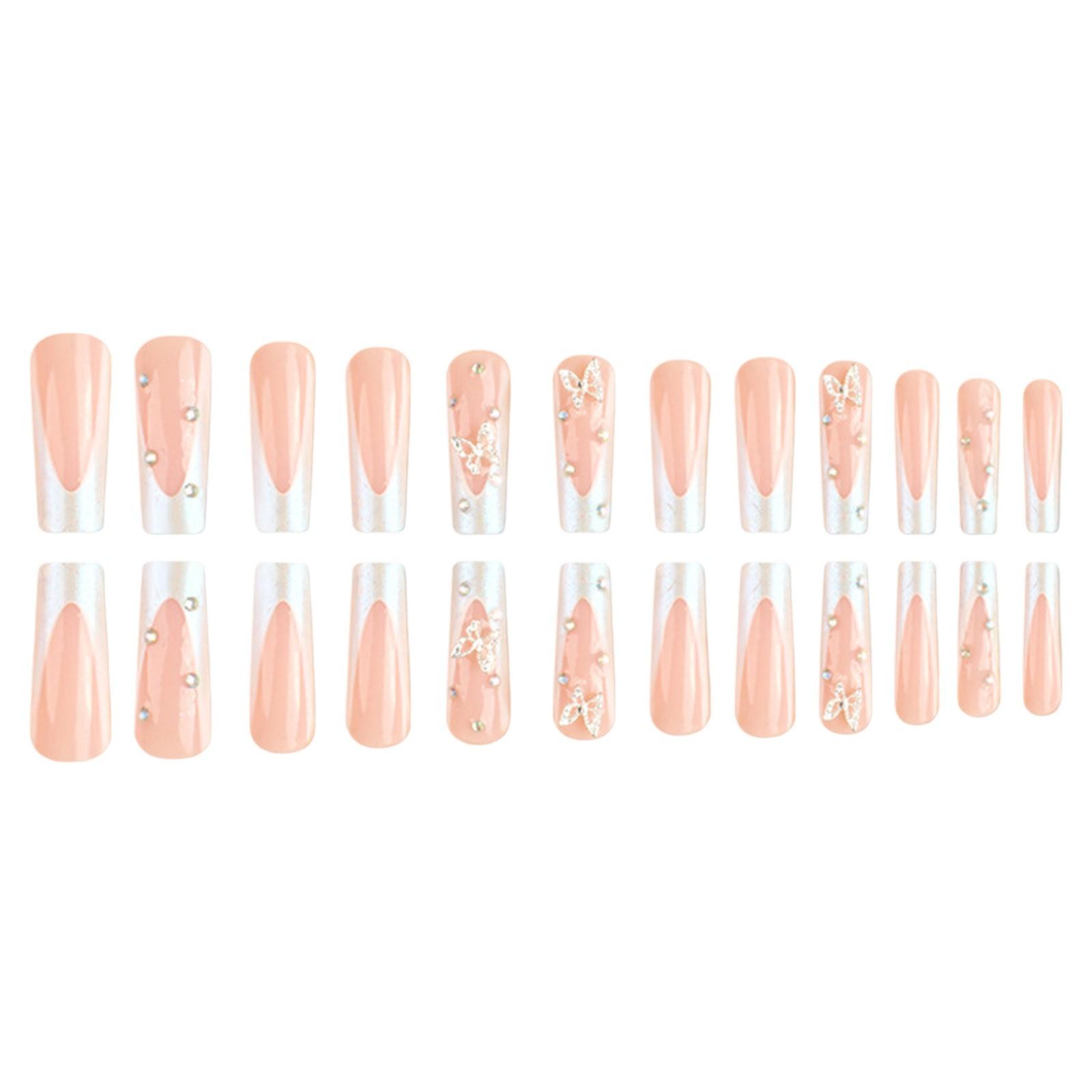 

Маникюр Носимые ногти Френч Носимые ногти без следов Съемный маникюр Французский носимый маникюр Накладные ногти Наклейки One Size белый