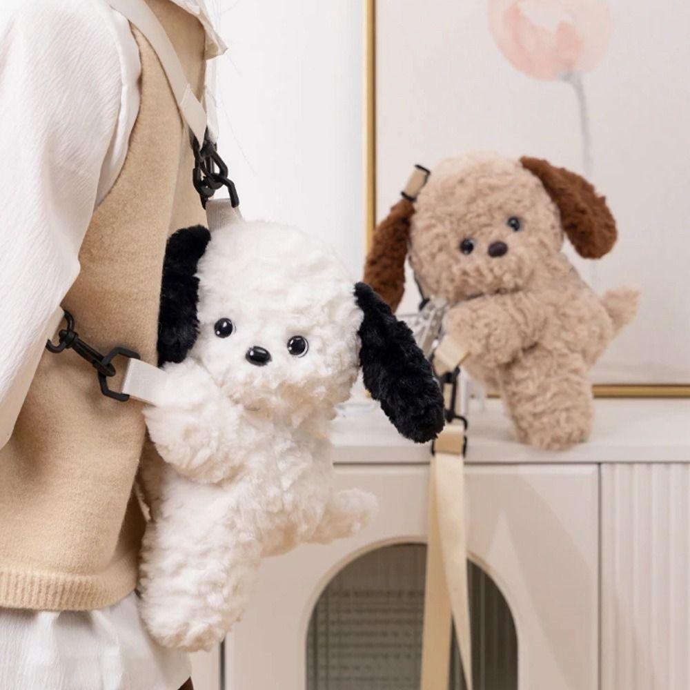 Cartoon Plush Shoulder Bag Doll Animal Backpack Fashion Dog Crossbody Bag  Girl
